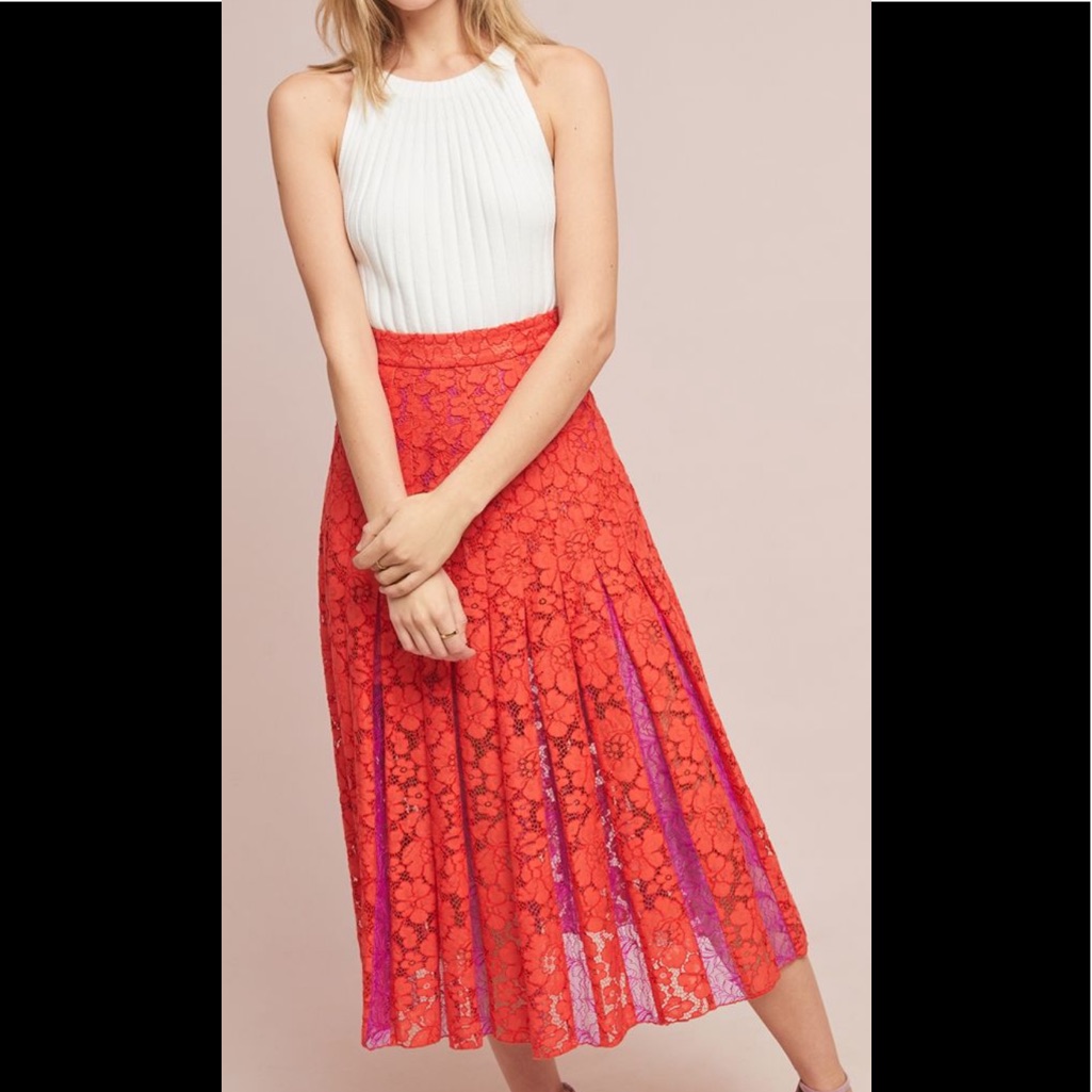 Diane Von Furstenberg Anthropologie Lace Skirt 0